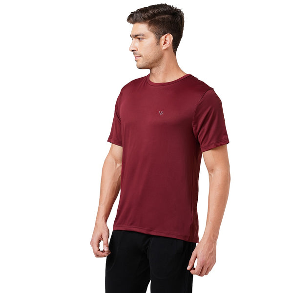 VS FLIGHT MODE HALF SLEEVE WINE ROUND NECK T-SHIRT FOR MEN